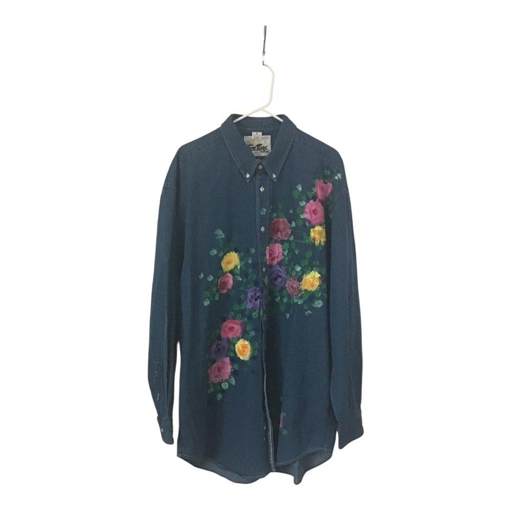 Floral Embroidered Denim Shirt